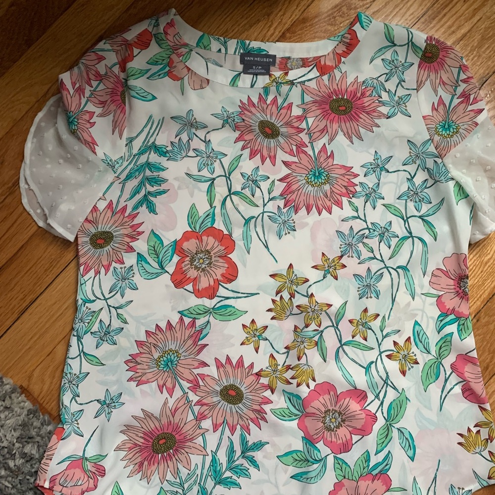 Van Heusen Pink and Green Floral Blouse